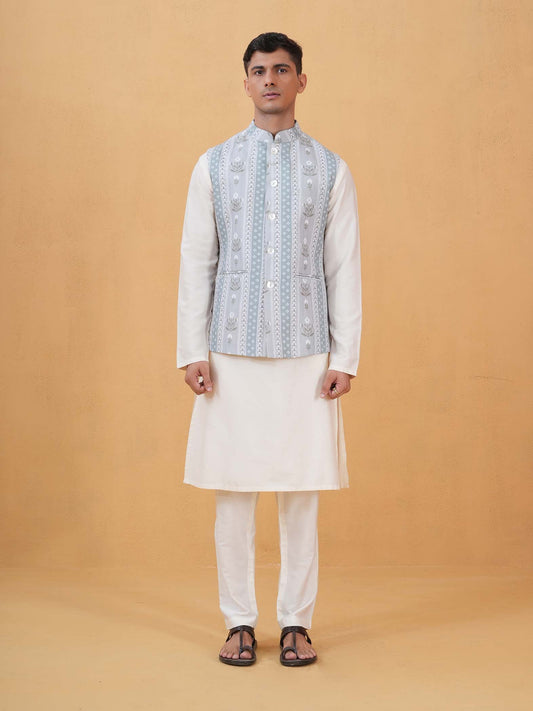 Aadi Sage Green Printed Cotton Blend Bundi Set
