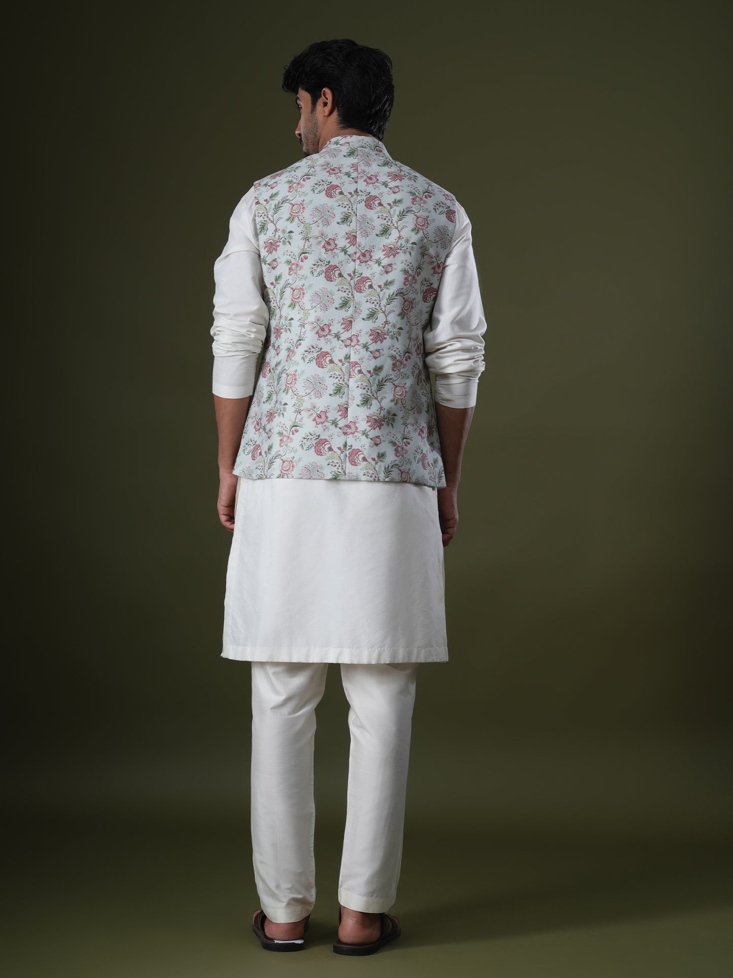 Gauransh Powder Blue Printed Chanderi Bundi Set