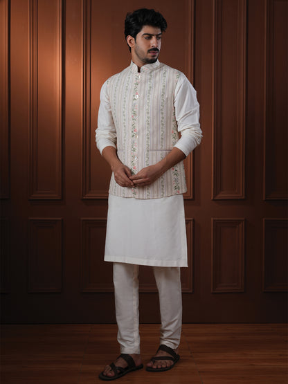 Natwar Sage Green Printed Cotton Bundi Set