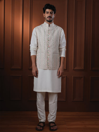 Natwar Sage Green Printed Cotton Bundi