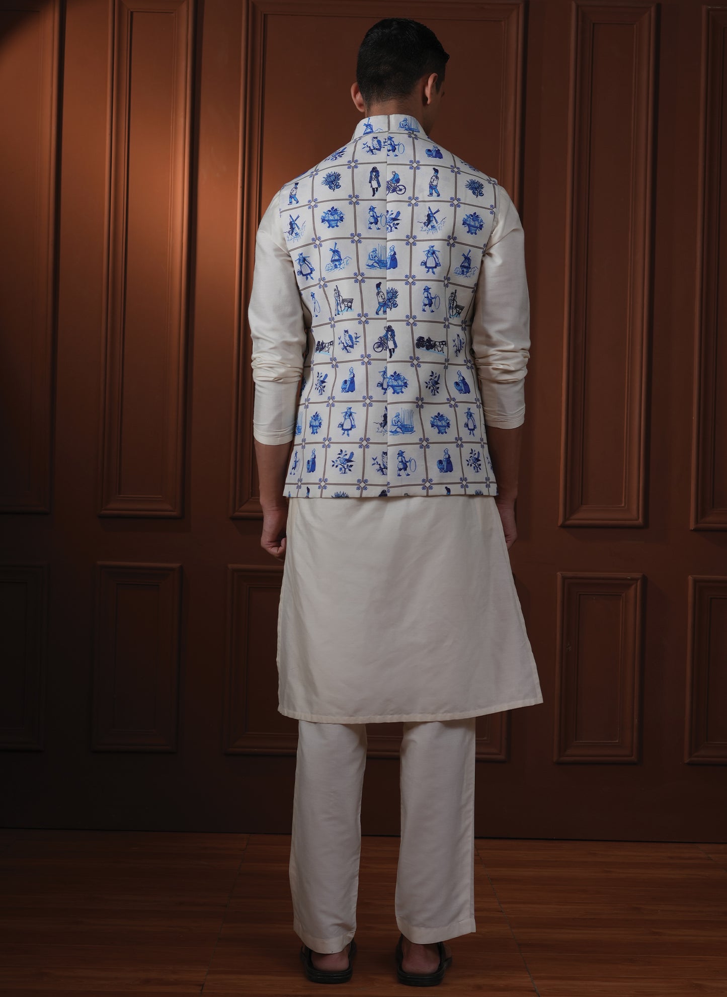 Laxit White Printed Cotton Bundi