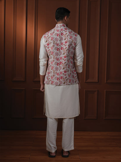 Yatin Light Pink Printed Chanderi Bundi Set