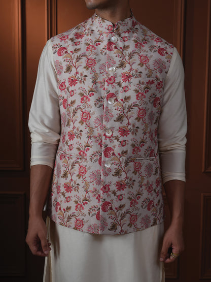 Yatin Light Pink Printed Chanderi Bundi Set
