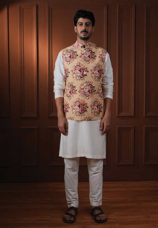 Krpa Yellow Printed Cotton Blend Bundi Set