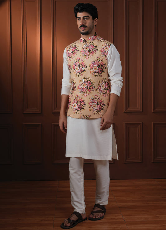 Krpa Yellow Printed Cotton Blend Bundi