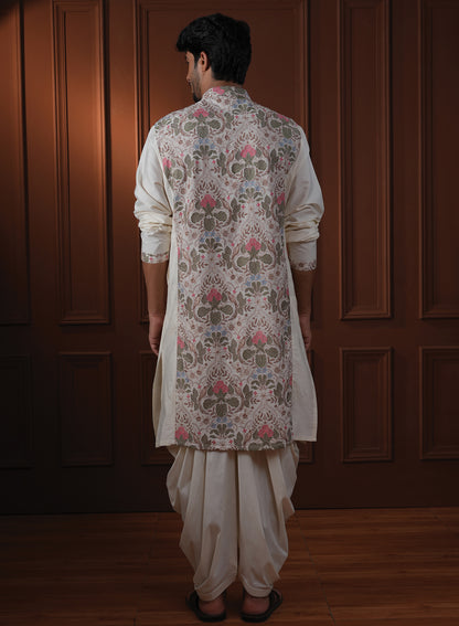 Ketan Ivory  Embroidered Katan Kurta Set