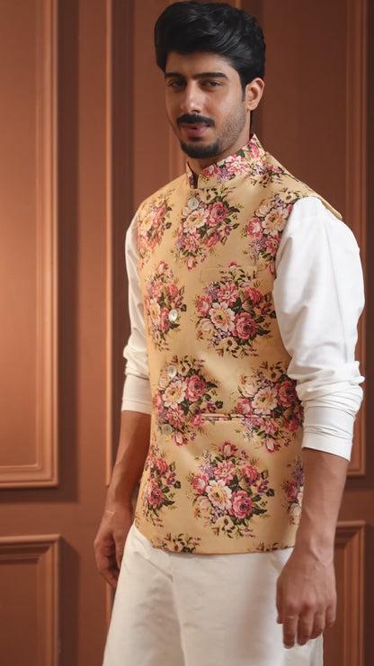 Krpa Yellow Printed Cotton Blend Bundi