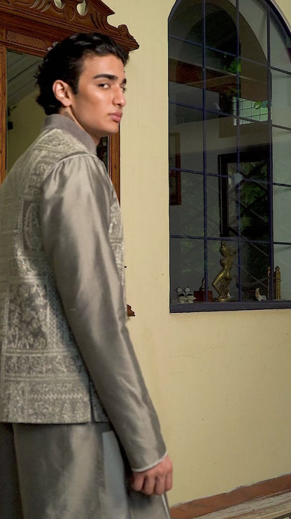 Jayanta Grey Embroidered Katan Bundi