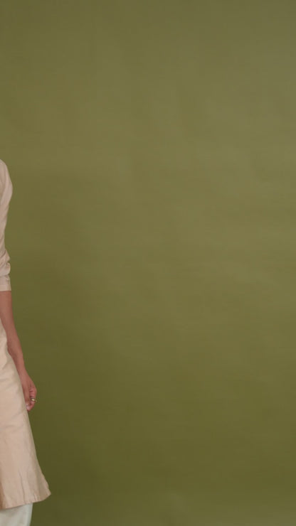 Aarnik Peach  Embroidered Katan Kurta